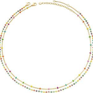 Dainty 14K Gold Plated Boho Choker Necklace with Colorful Beads - Gift-Ready
